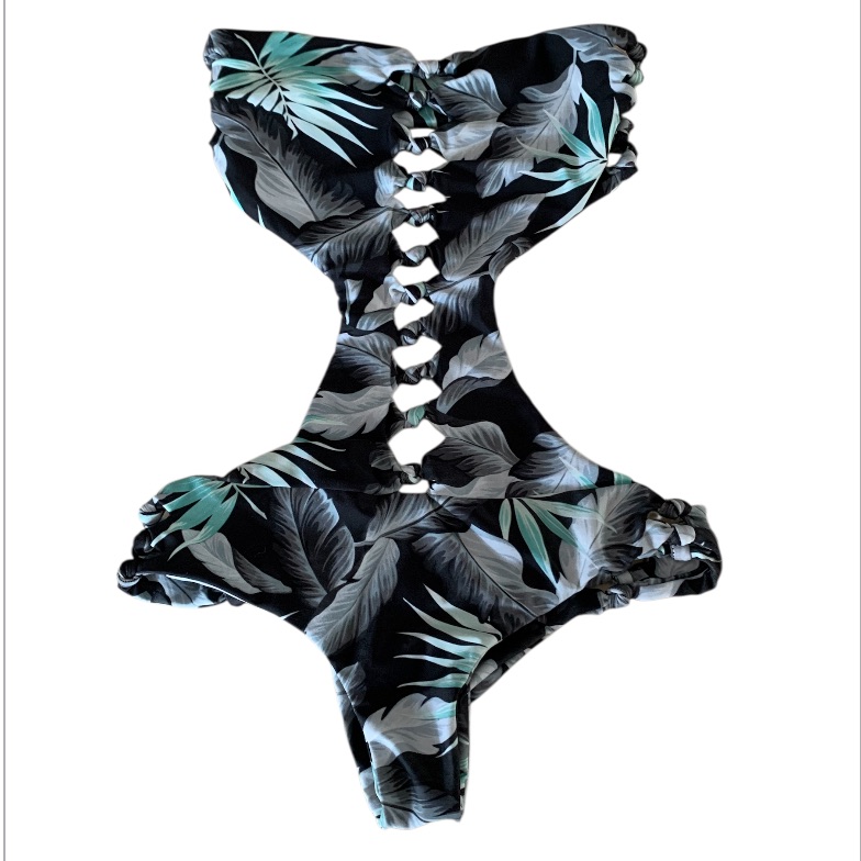 Mikoh Black And Green One Piece With Knot Detail Swimsuit